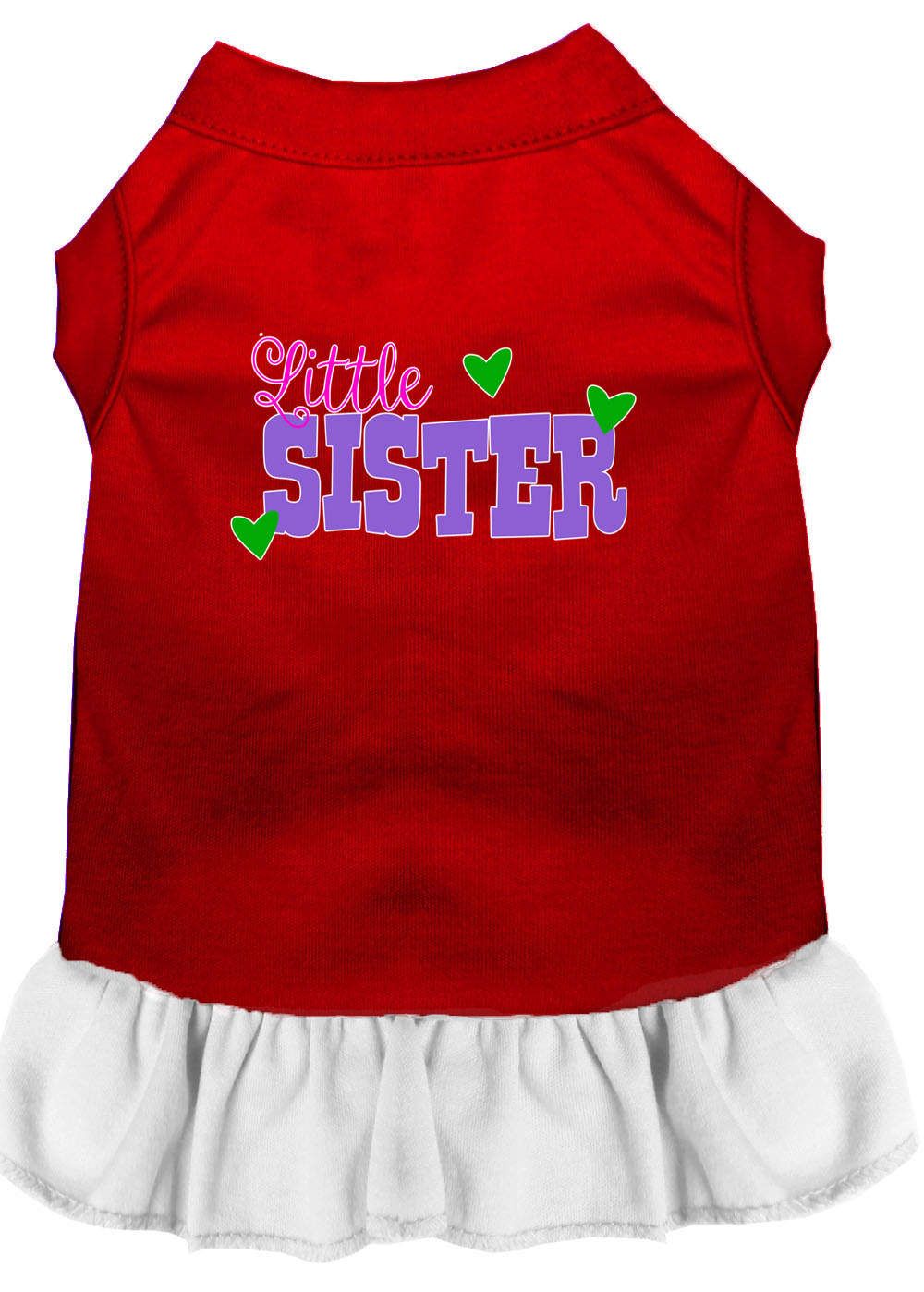 Little Sister Screen Print Dog Dress Red with White XXXL